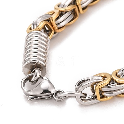 Ion Plating(IP) 304 Stainless Steel Column Links Bracelet with Byzantine Chains for Men BJEW-G649-01G-1