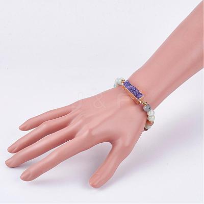 Natural Amazonite Stretch Bracelets BJEW-JB03163-1