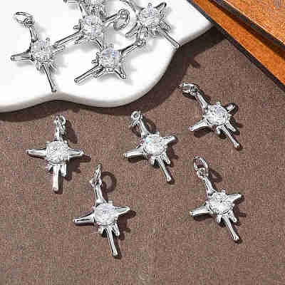 SHEGRACE Brass Clear Cubic Zirconia Pendants XGRQ3K956-566P-1