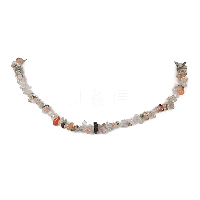 Natural Rutilated Quartz Chip Beaded Necklace NJEW-JN04616-10-1