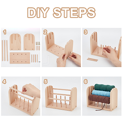 11 Spools Solid Wood Thread Rack WOOD-WH0027-90-1