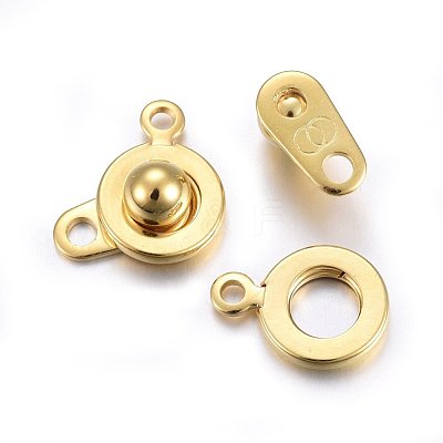 201 Stainless Steel Snap Clasps STAS-C042-02G-1