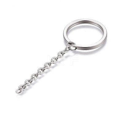 Tarnish Resistant 304 Stainless Steel Split Key Ring Clasps STAS-L226-009C-1
