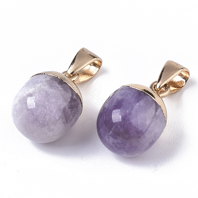 Top Golden Plated Natural Amethyst Pendants X-G-T131-03H-1