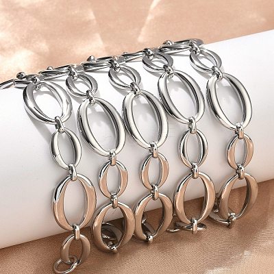 304 Stainless Steel Link Chain Bracelets for Women BJEW-B169-04B-P-1
