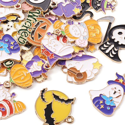 24Pcs 12 Style Halloween Theme Alloy Enamel Pendants ENAM-TA0001-51-1