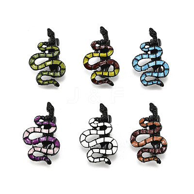 12Pcs 6 Colors Snake Enamel Pins JEWB-A033-18EB-1