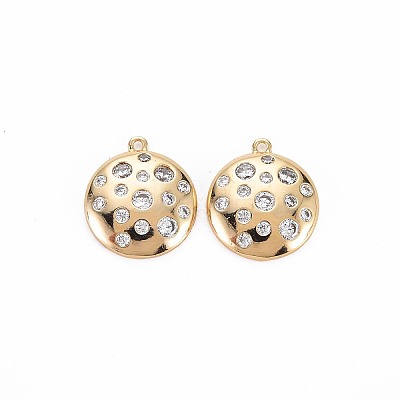 Brass Micro Pave Clear Cubic Zirconia Pendants KK-S364-076-1