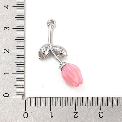 Alloy Resin Flower Pendants PALLOY-U003-06P-02-1