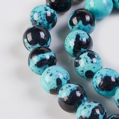 Natural Ocean White Jade/Rain Flower Stone Beads Strands G-K254-A03-1
