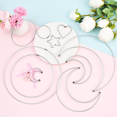 10 Styles Iron Ring for DIY Woven Net/Web with Feather IFIN-SP0001-51-1