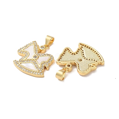 Brass Micro Pave Cubic Zirconia Pendants KK-B083-04G-1