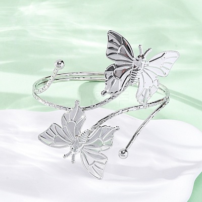 Butterfly Alloy Arm Cuff Bangles for Girl Women AJEW-A063-01H-P-1