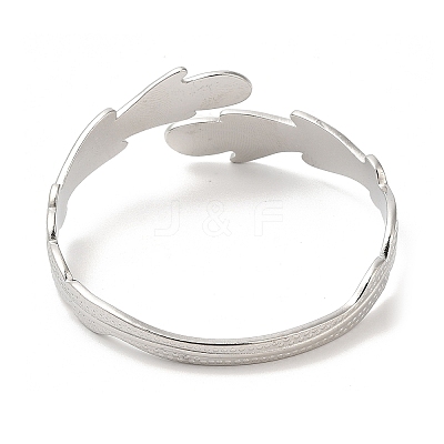 Non-Tarnish 304 Stainless Steel Feather Cuff Bangles BJEW-L682-025P-1