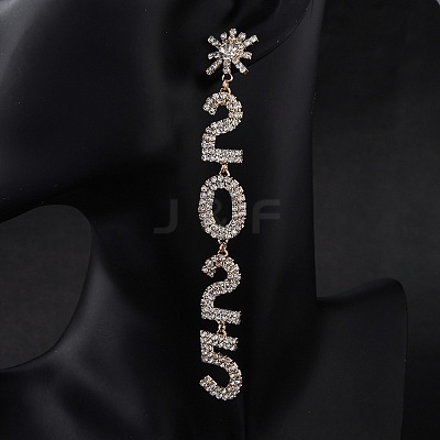 Brass Rhinestone Stud Earrings EJEW-Q012-02G-1