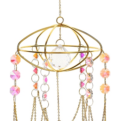 Quartz Crystal & Alloy Suncatchers HJEW-Z009-02B-1