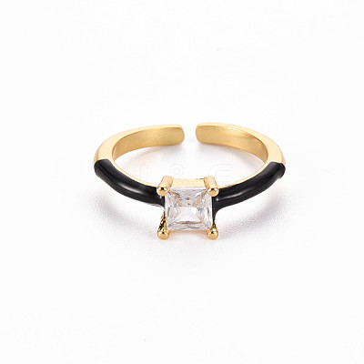 Brass Enamel Cuff Rings RJEW-T016-32B-NF-1