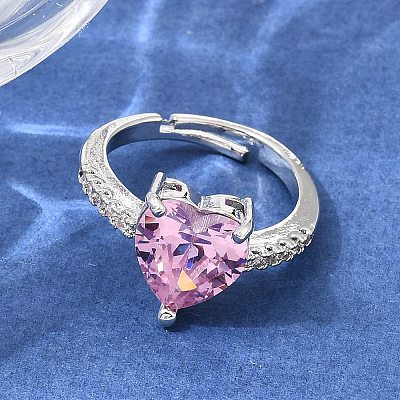 Brass Pave Cubic Zirconia Cuff Open Rings CU-CBA5C10-20P-1