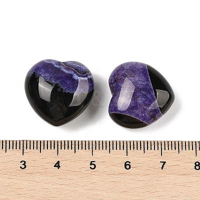 Natural Agate(Dyed & Heated) Heart Palm Stone G-Q021-04H-1