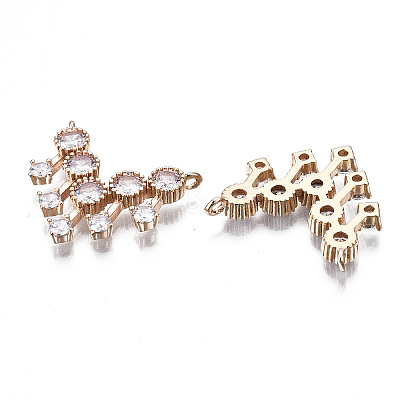 Brass Micro Pave Clear Cubic Zirconia Pendants Links KK-S359-161-RS-1