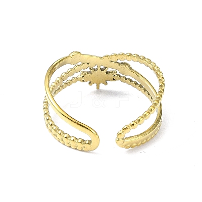 Ion Plating(IP) 304 Stainless Steel Sun Open Cuff Ring RJEW-L109-022G-1