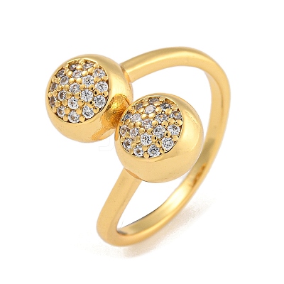 Brass Micro Pave Cubic Zirconia Cuff Rings RJEW-P127-07G-1