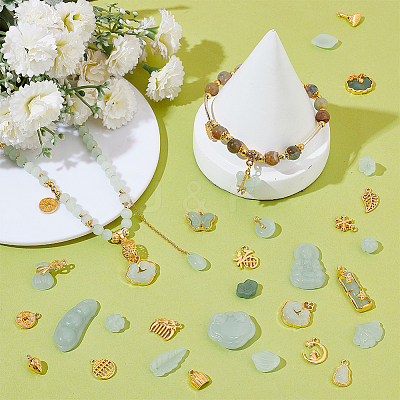 2 Sets 2 Styles Alloy & Glass Charms FIND-AR0006-17-1