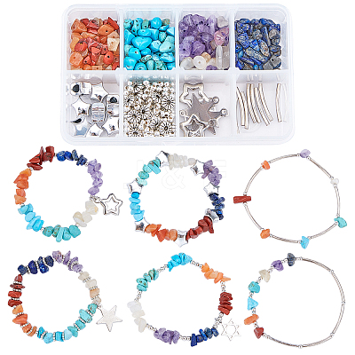 DIY Gemstone Bead Stretch Bracelets Making Kits DIY-SC0012-17-1