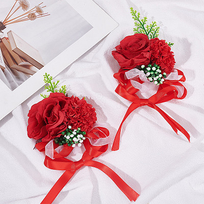 2PCS Silk Wrist Corsage AJEW-CP0001-51A-1