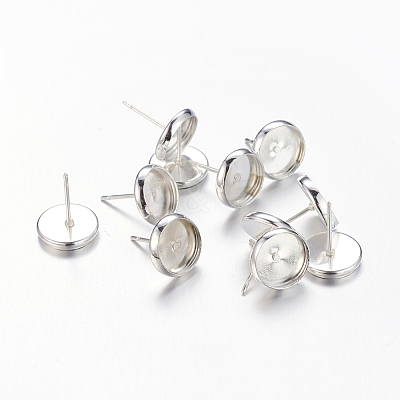 Silver Color Plated Brass Earring Settings X-IFIN-Q006-S-NF-1