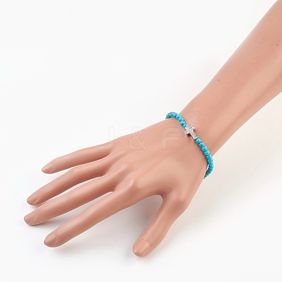 Synthetic Turquoise(Dyed) Beads Stretch Bracelets BJEW-JB03823-05-1