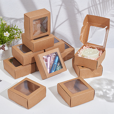 Foldable Creative Kraft Paper Mailer Boxes with Visible Window LS-CON-WH0113-08B-02-1