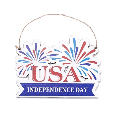 Independence Day Density Board Wooden Wall Ornament Doorplate Pendants HJEW-C004-09-1