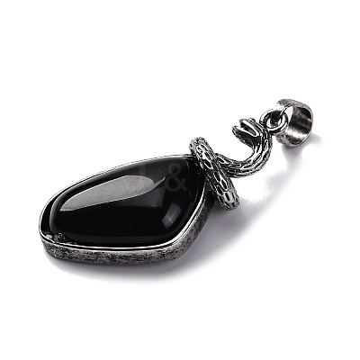 Natural Obsidian Pendants G-K338-42AS-01-1