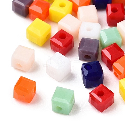 Opaque Color Faceted Glass Beads GLAA-E047-02A-1