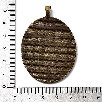 Tibetan Style Alloy Oval Pendant Cabochon Settings TIBEP-M018-47AB-NF-1