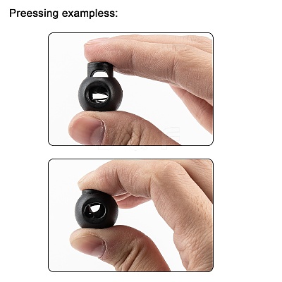 1-Hole Dyed Iron Spring Loaded Eco-Friendly Plastic Round Buckle Cord Toggle Lock Beans Stoppers for Sportwear Luggage Backpack Straps LS-X-FIND-E004-60B-18mm-1