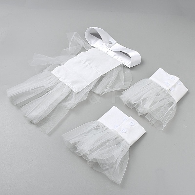 Polyester Detachable Tulle Ruffle Collar & Sleeves Set DIY-WH0683-24-1
