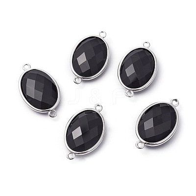 Platinum Tone Brass Natural Agate Links connectors G-F339-B03-1