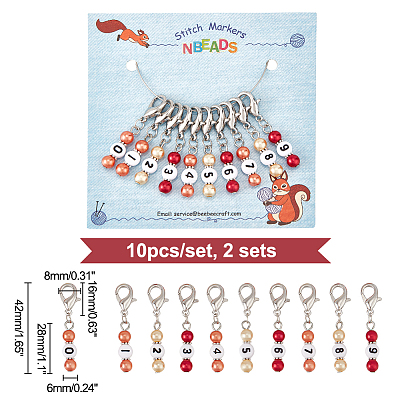 Autumn Theme Acrylic Beaded Locking Stitch Markers HJEW-PH01753-1
