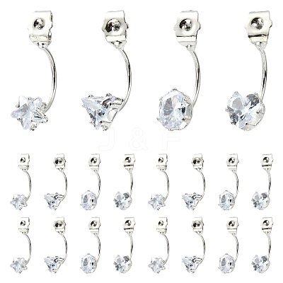 16Pcs 4 Styles Alloy Clear Cubic Zirconia Earring Nuts FIND-YW0012-06A-1