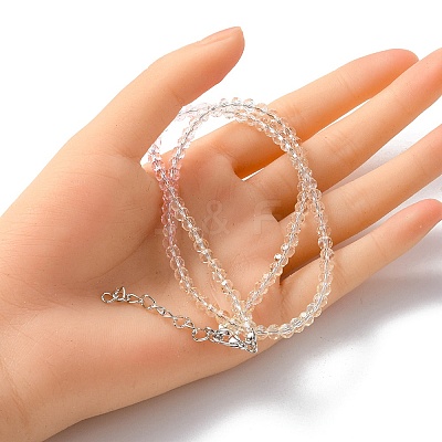 Bling Glass Round Beaded Necklace for Women NJEW-PH01490-01-1
