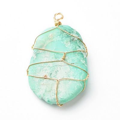 Natural Chrysoprase Pendants PALLOY-JF00871-1