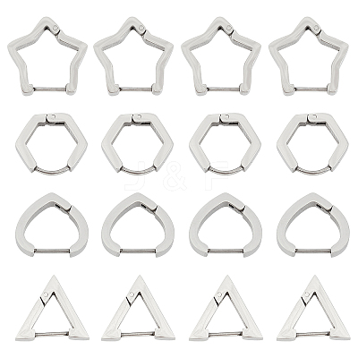 8Pairs 4 Styles 304 Stainless Steel Huggie Hoop Earrings STAS-UN0021-60P-1