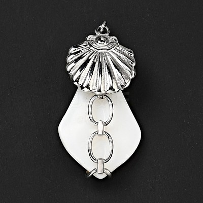 Natural White Shell Pendants SSHEL-C010-02P-1