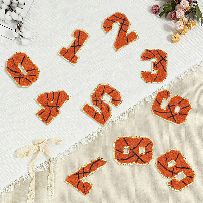 1Bag Sport Theme Number 0~9 Embroidery Cloth Iron on/Sew on Patches PATC-CY0001-65B-1