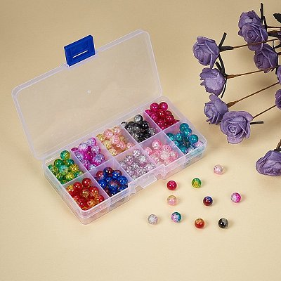 Round Transparent Crackle Glass Beads CCG-X0006-B-WH-1