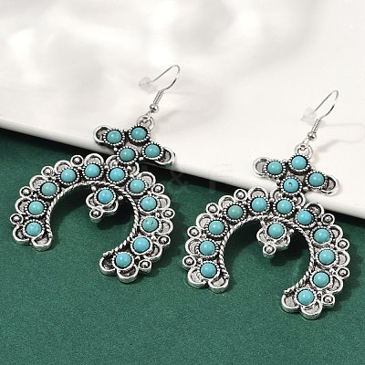Alloy Synthetic Turquoise Dangle Earrings for Women LS-EJEW-U053-10AS-02-1