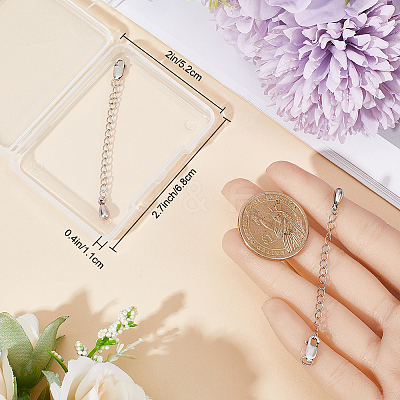 2Pcs 925 Sterling Silver Chain Extenders STER-BBC0005-77-1