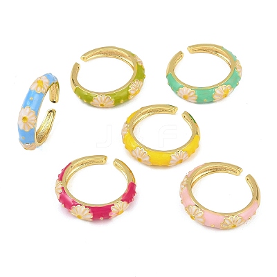 Brass Open Cuff Rings for Women RJEW-K305-03B-G-1